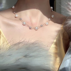 手作り二層パールネックレス　handmade pearl necklace