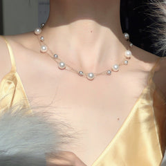 手作り二層パールネックレス　handmade pearl necklace