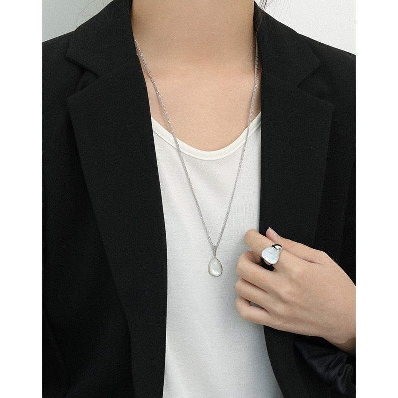 ロング・シルバーチェーン ・ドロップ型　long chain