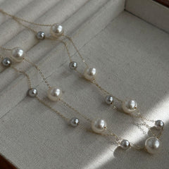 手作り二層パールネックレス　handmade pearl necklace