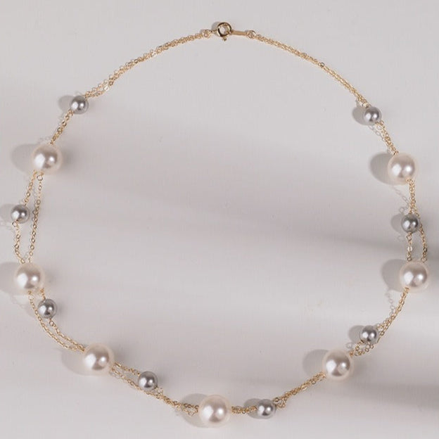 手作り二層パールネックレス　handmade pearl necklace