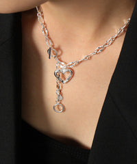シルバーハートチェーンネックレス heart chain necklace