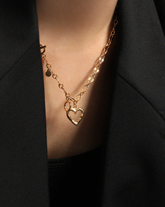 シルバーハートチェーンネックレス heart chain necklace