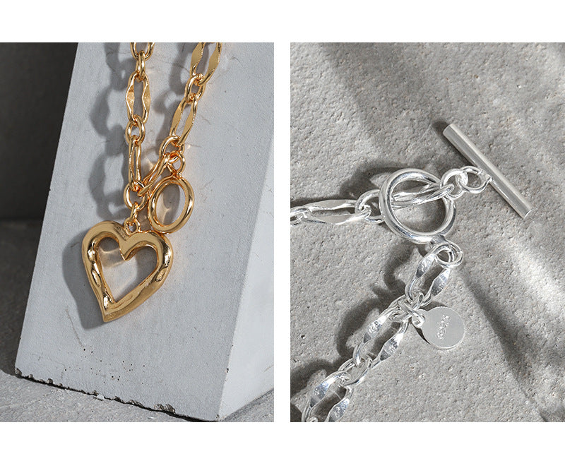 シルバーハートチェーンネックレス heart chain necklace