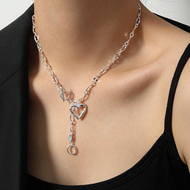 シルバーハートチェーンネックレス heart chain necklace